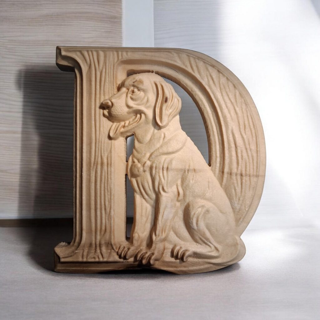 Animal Alphabet Letter D CNC File – Dog Letter D STL / 3D Relief File