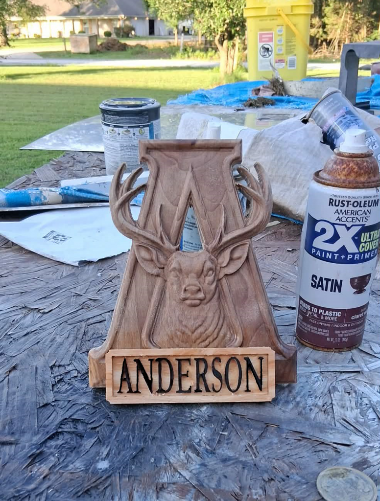Deer Letter A CNC Relief File with Custom Name Plaque SVG