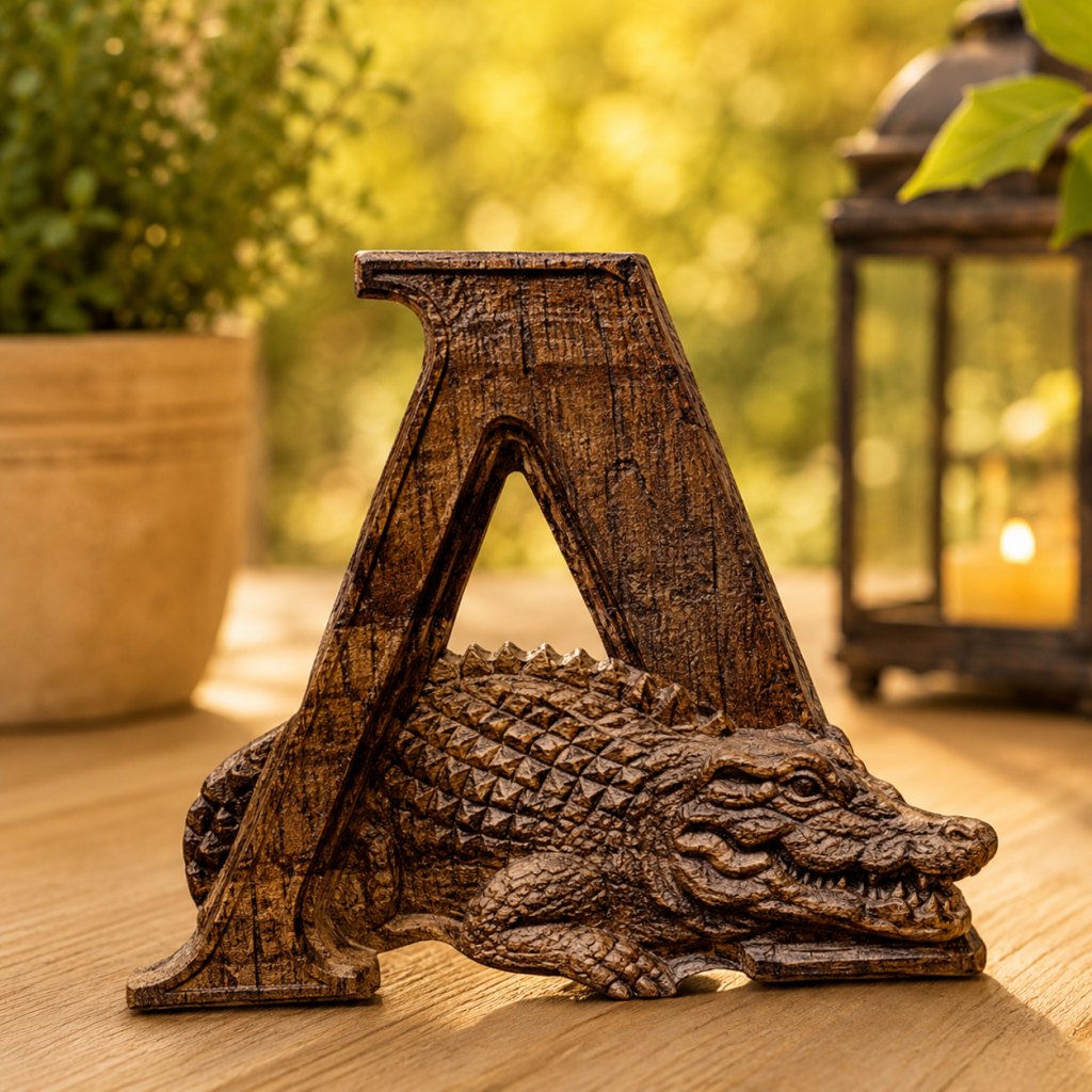 Animal Alphabet Letter A CNC File – Alligator Letter A STL / 3D Relief File