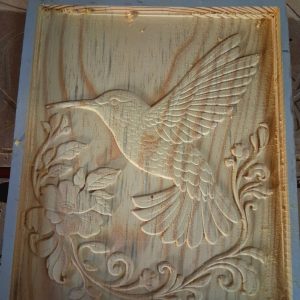 Hummingbird and Floral CNC Relief