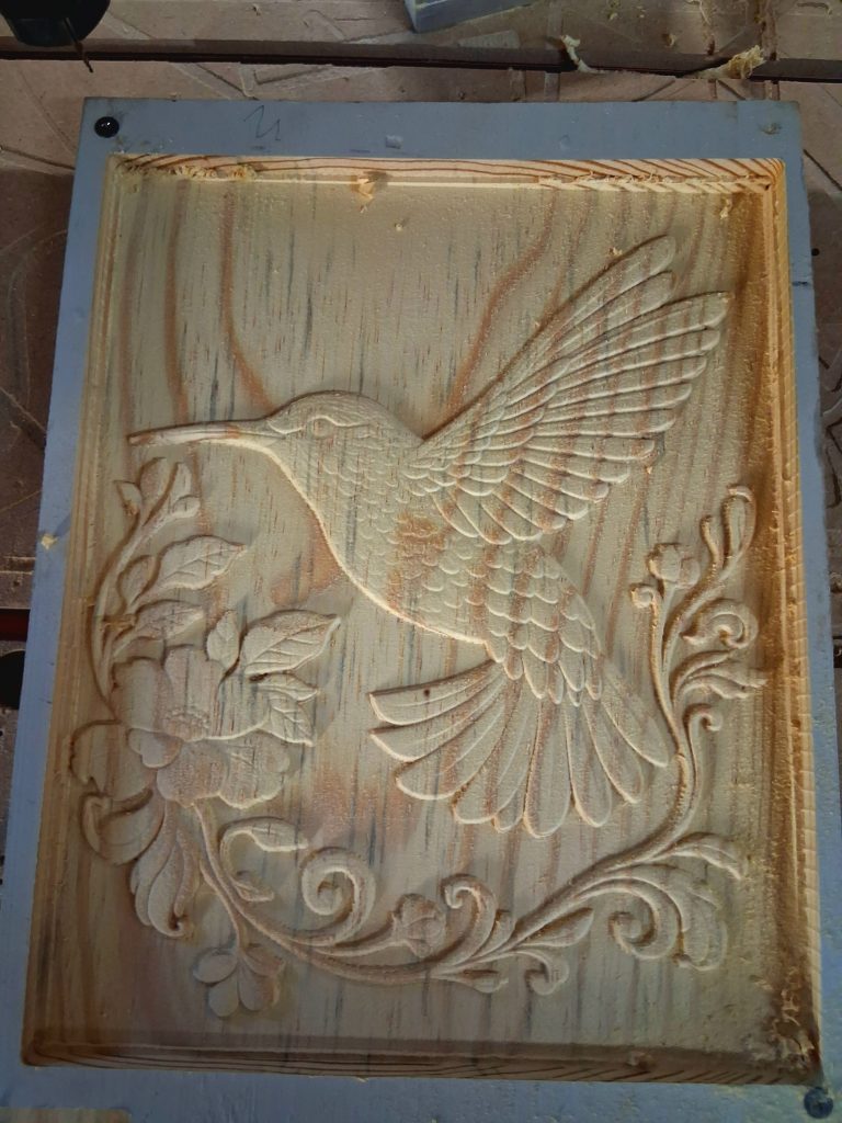 Hummingbird and Floral CNC Relief